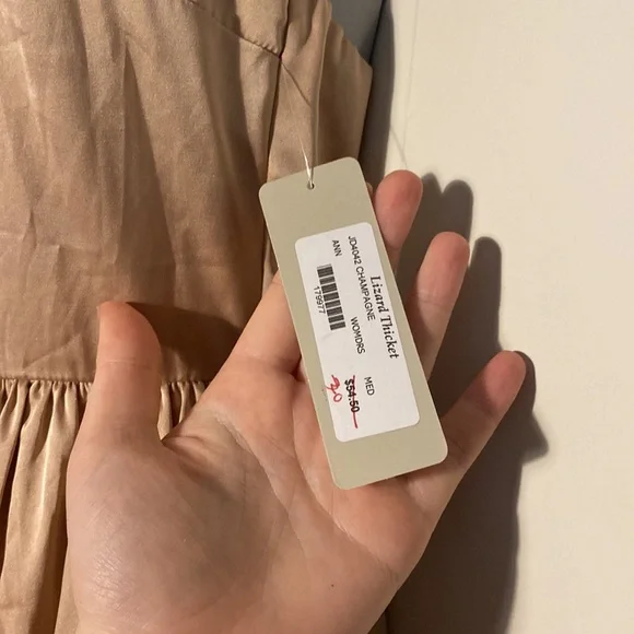 Feminine & Romantic Champagne Puffy Mini Dress Homecoming Rush NWT - Picture 6 of 10